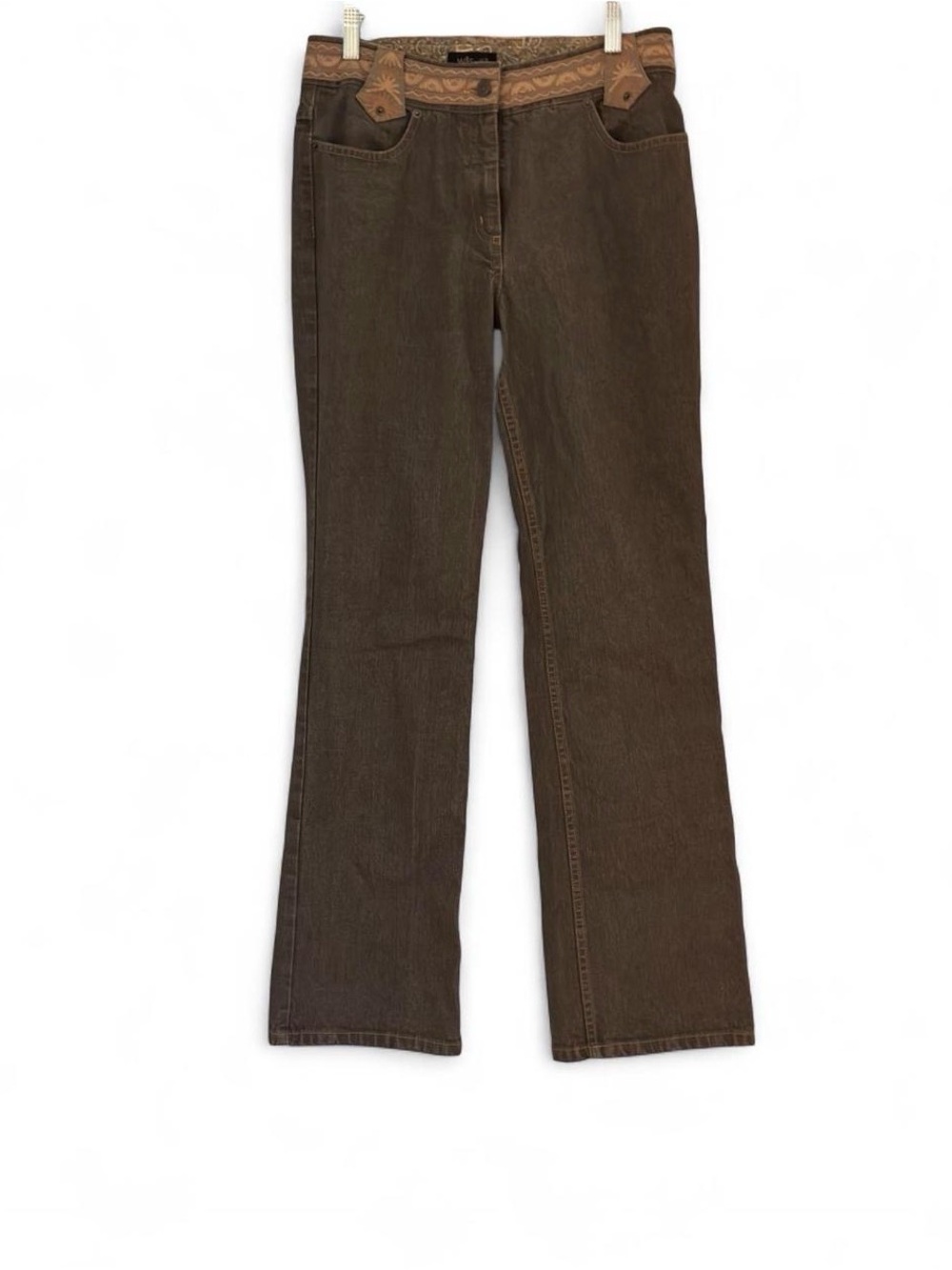 Willi Smith Brown Flare/Bootcut Jeans with Decorative Waistband
